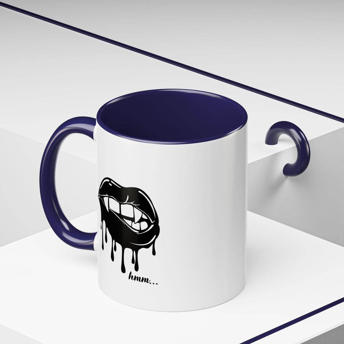 Black accent Dripping Bite coffee mug by Printify, 11oz or 15oz, featuring a distinctive dripping design on ceramic surface.