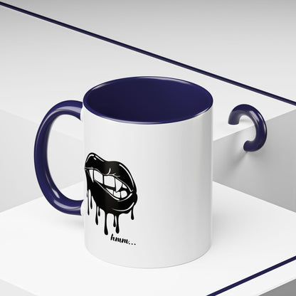 Black accent Dripping Bite coffee mug by Printify, 11oz or 15oz, featuring a distinctive dripping design on ceramic surface.