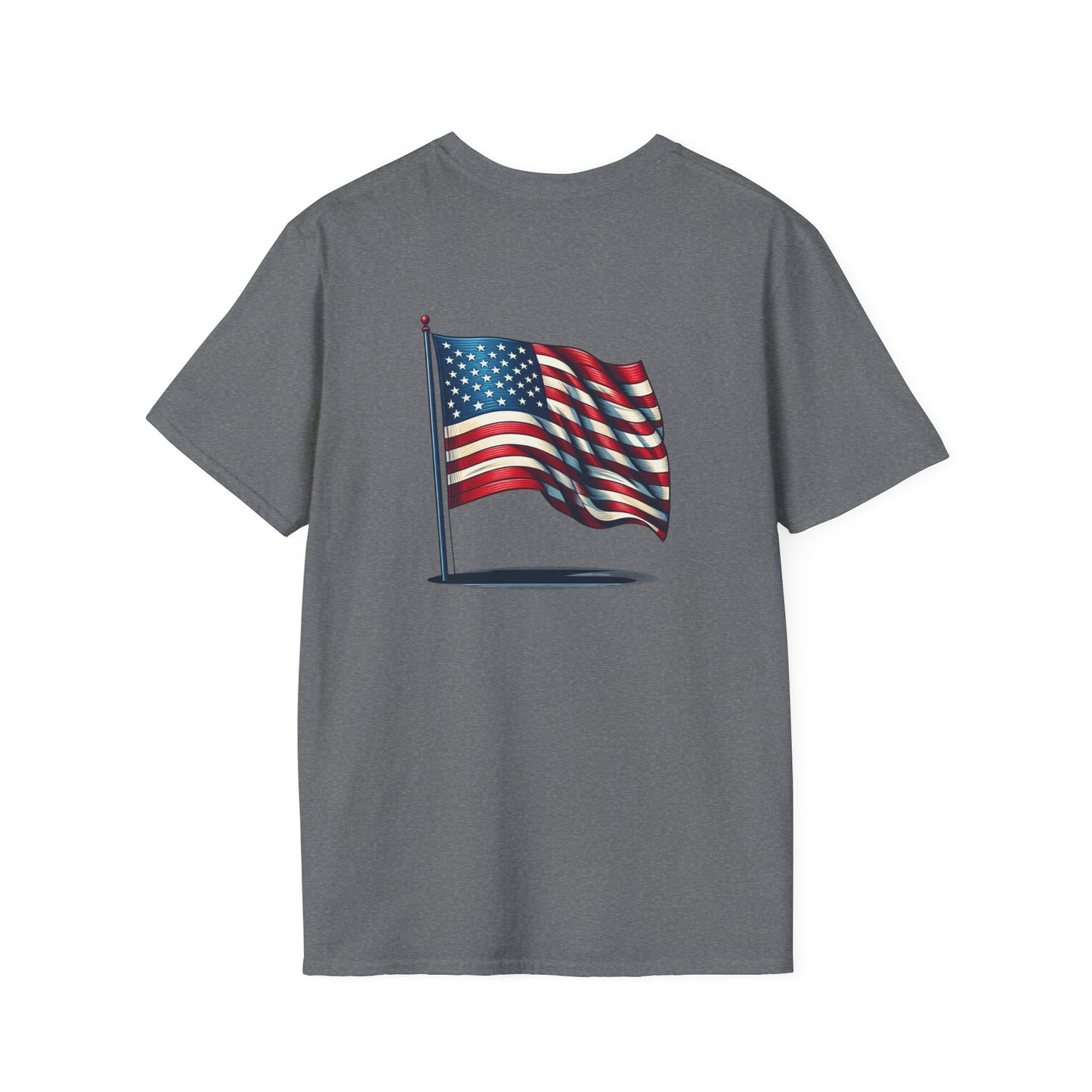 Patriotic Unisex Softstyle T-Shirt, American Flag Tee, USA Pride Shirt, Perfect for Independence Day, Casual Wear - TRV