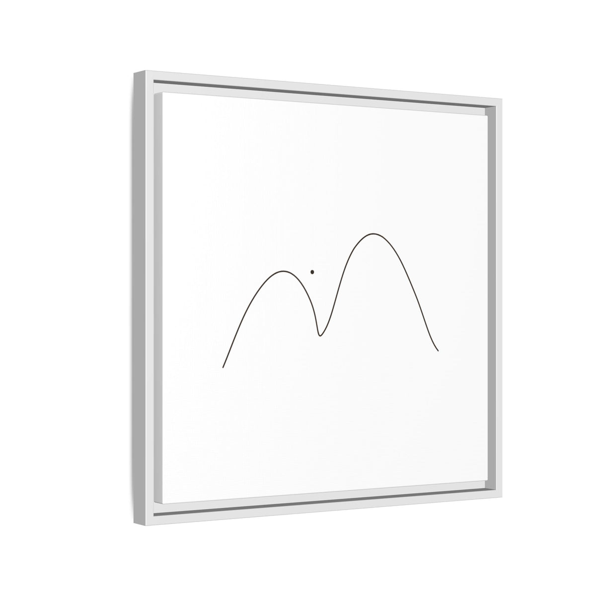 Minimalist mountain line art canvas by Printify, framed matte finish with simple mountain silhouette design.