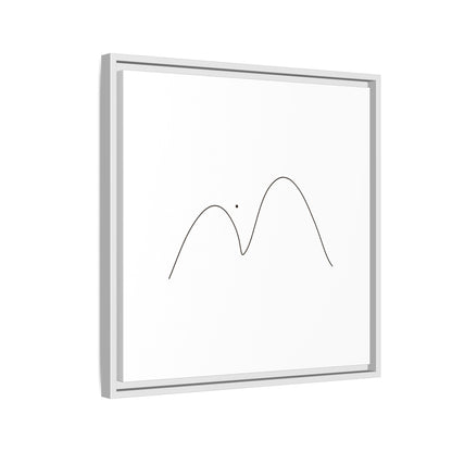Minimalist mountain line art canvas by Printify, framed matte finish with simple mountain silhouette design.