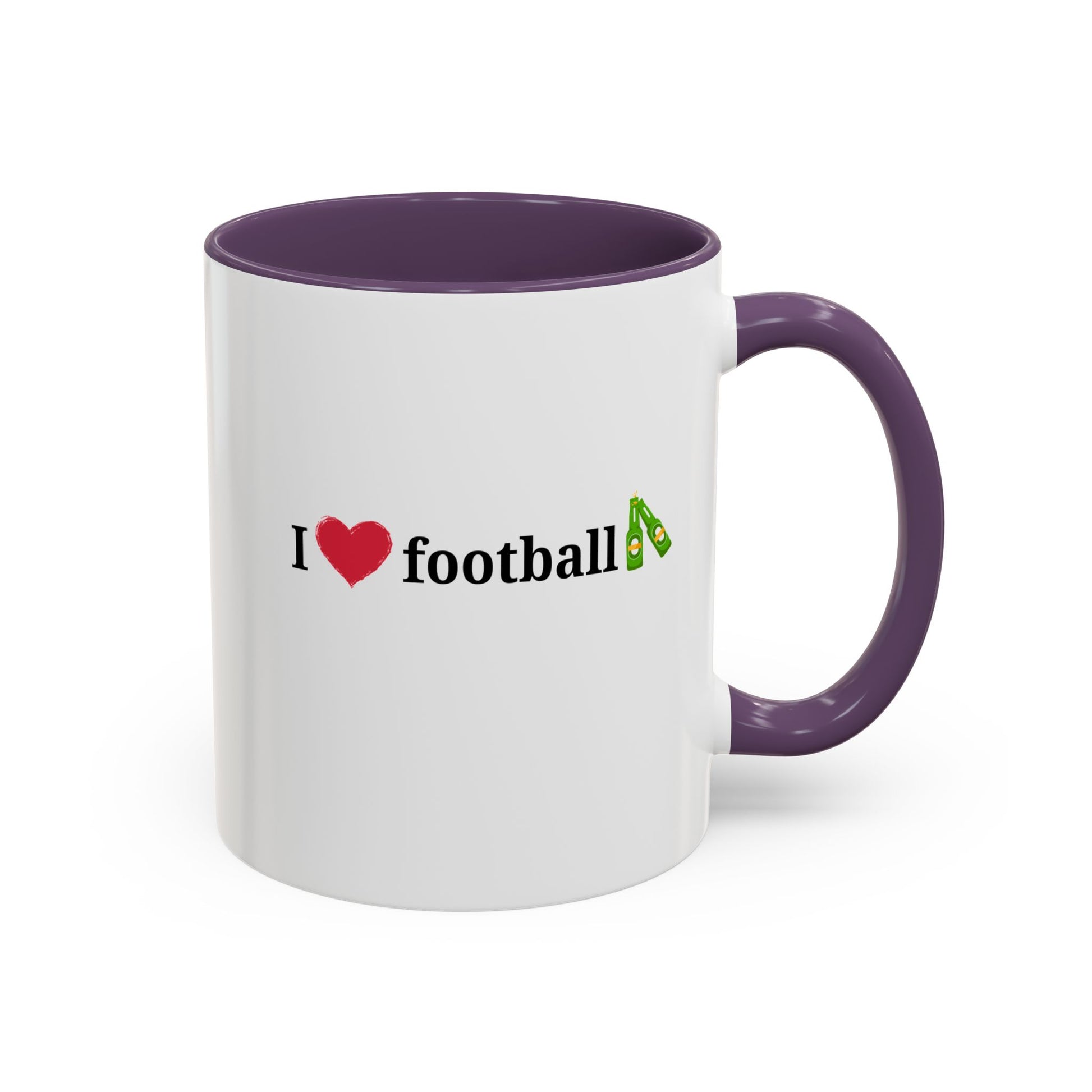 I Love Football Accent Coffee Mug, Perfect Gift for Sports Lovers, Football Enthusiasts, Unique Mug for Game Days, Home or Office Decor - TRV