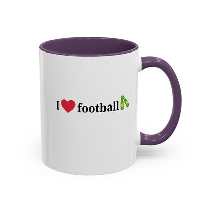 I Love Football Accent Coffee Mug, Perfect Gift for Sports Lovers, Football Enthusiasts, Unique Mug for Game Days, Home or Office Decor - TRV