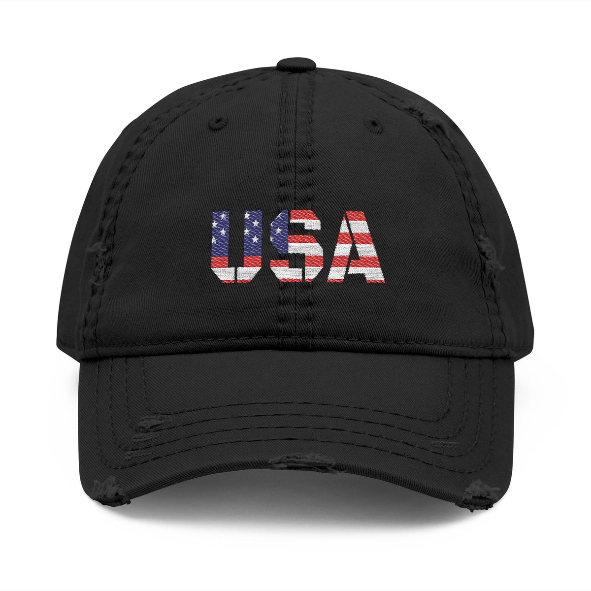 Distressed USA flag embroidered dad hat - view 2