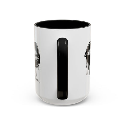 Black Dripping Lips accent coffee mug with bite graphic, 11oz or 15oz, featuring bold lips design by Printify.