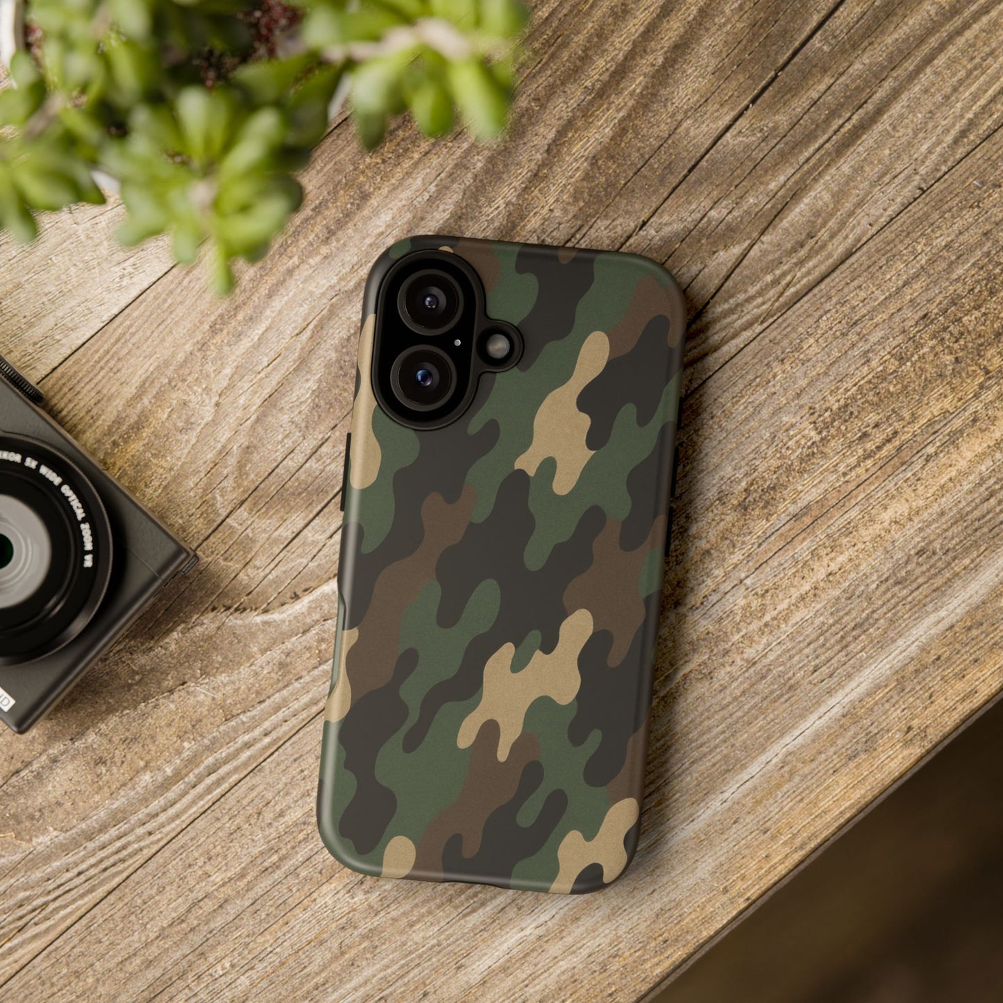Camouflage tough phone case by Printify featuring rugged camo design and durable protective material for smartphones.
