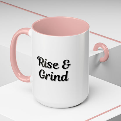 Rise & Grind Coffee Mug – Motivational Black Accent Mug for Daily Inspiration - TRV