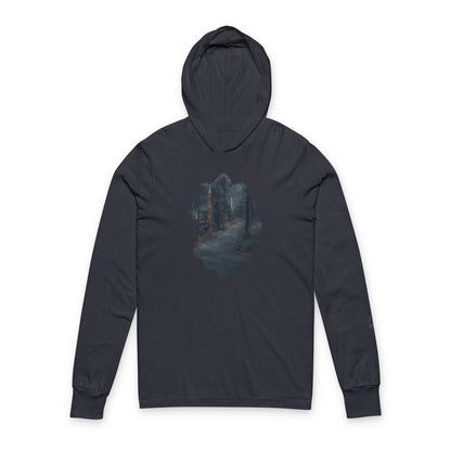Unisex Hooded Long Sleeve Tee with Dreamy Forest Design | Cozy Casual Wear, Perfect for Camping, Hiking, Gift for Nature Lovers - TRV