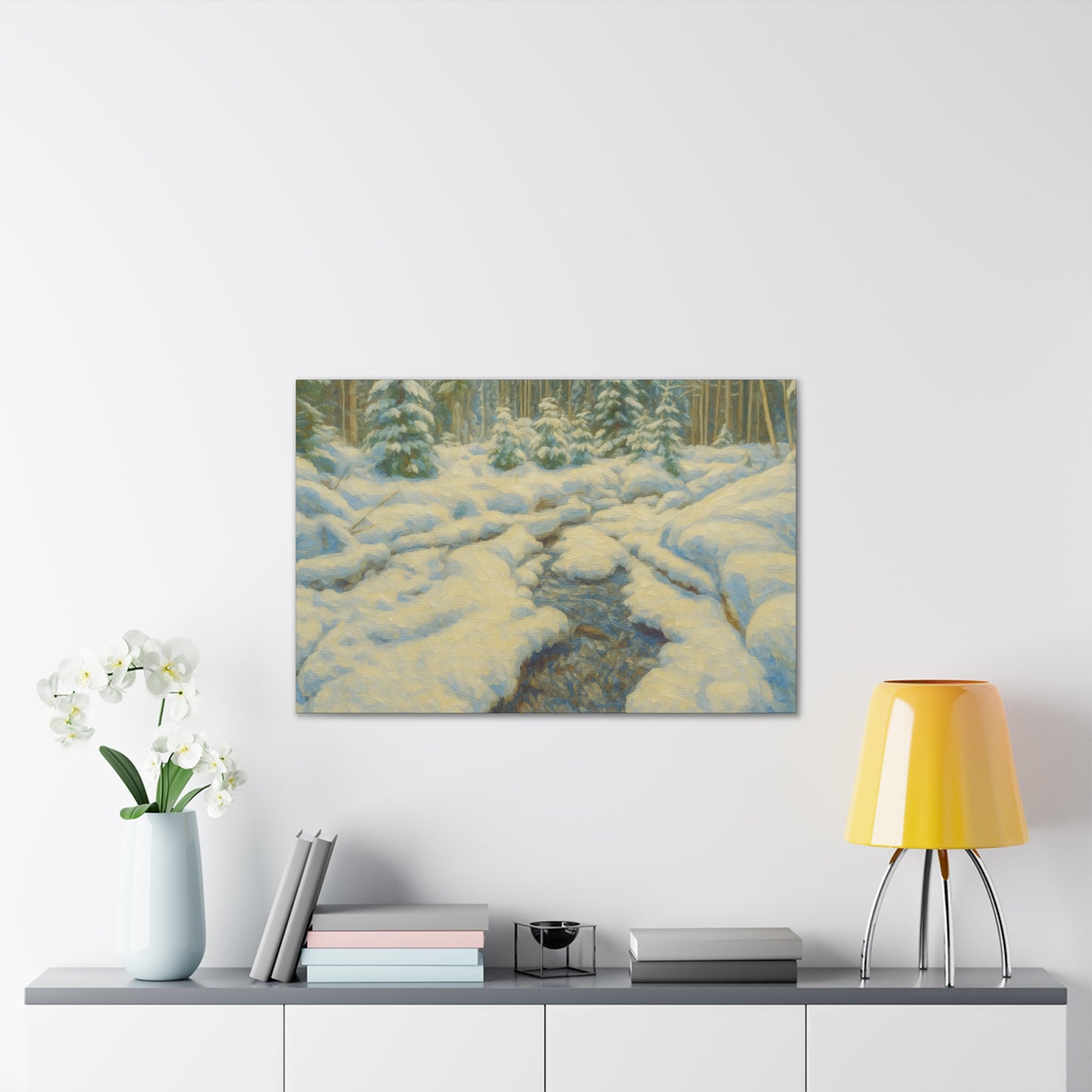 Winter Landscape Canvas Art, Nature Decor, Gallery Wall Art, Cozy Home Accent, Winter Wonderland Painting - TRV