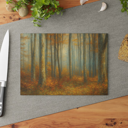 Autumn Woodland Misty Forest Glass Cutting Board - view 10