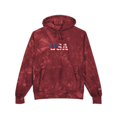 Champion Tie-Dye Hoodie - USA Embroidery, Unisex Hoodie, Trendy Casual Wear, Gift for Him, Outdoor Jacket - TRV