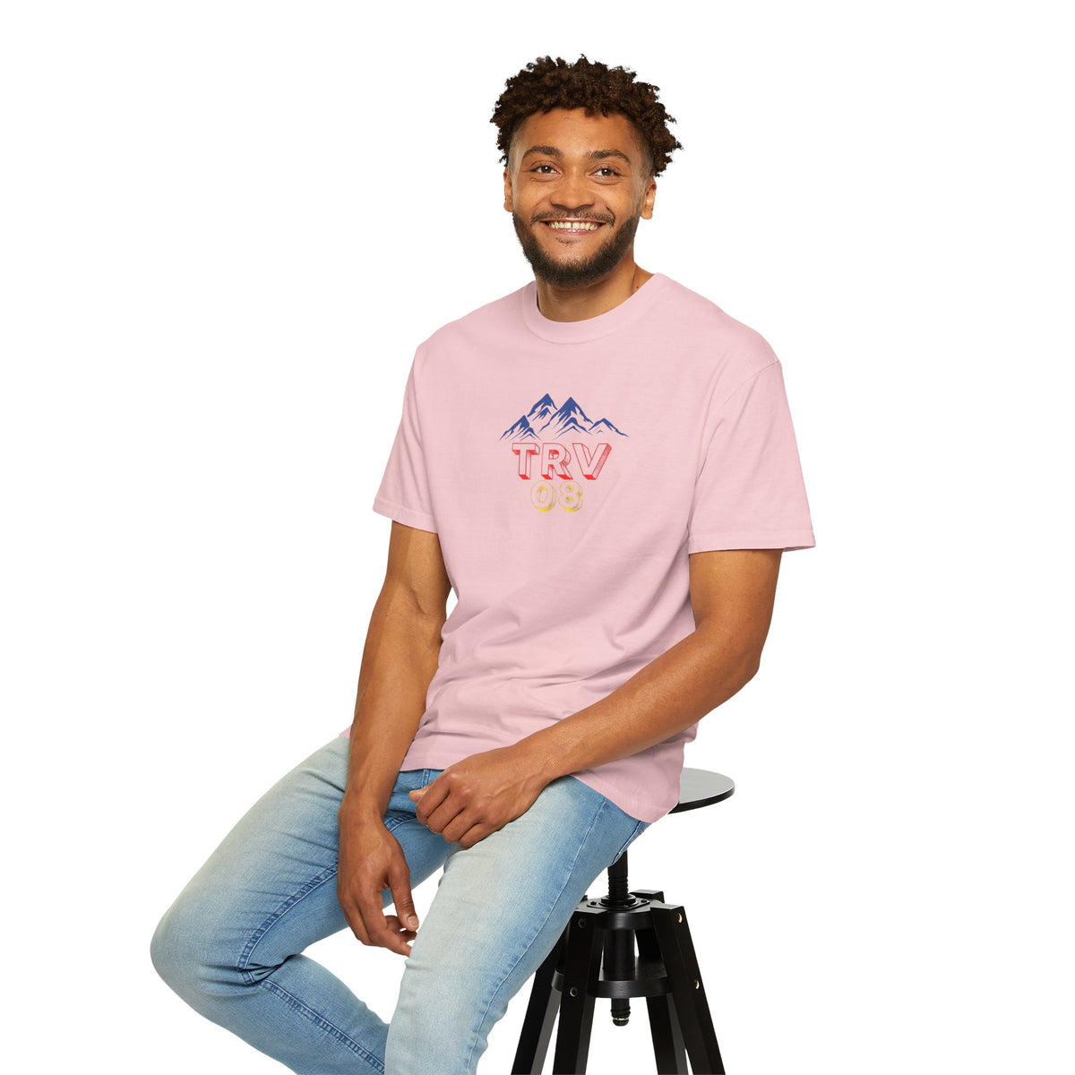Unisex garment-dyed T-shirt with a printed logo design from Printify on soft fabric, casual fit, front view.