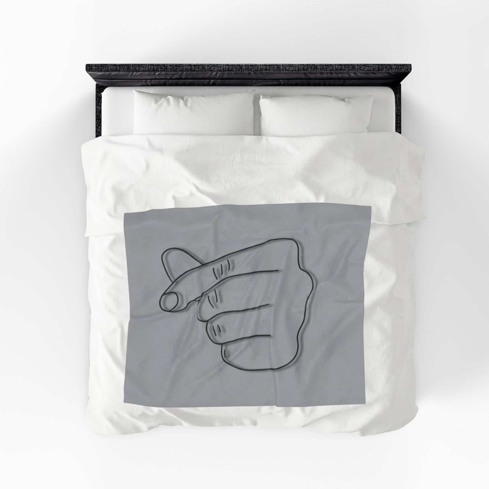Soft velveteen plush blanket with heart gesture print, ideal for cozy home decor and gifting, by Printify.