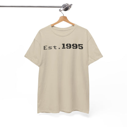 Unisex Heavy Cotton Tee - Est. 1995, Vintage Birthday Gift, Customizable Tee, Retro Unisex Shirt, Casual Everyday Wear