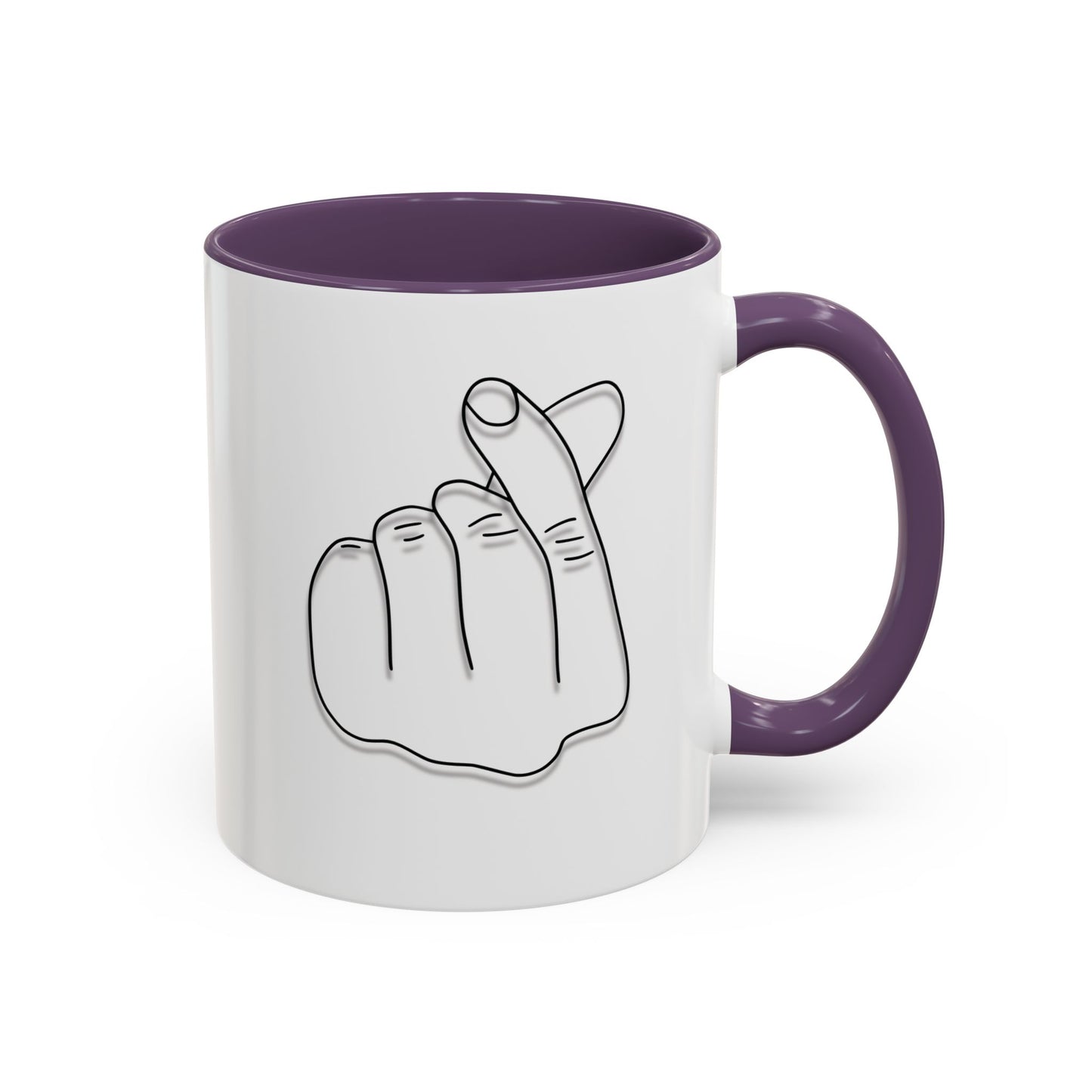 K-Pop Accent Mug - Love Gesture Design (11oz, 15oz), Korean Pop Coffee Cup, K-Pop Lover Gift, Cute Drinkware, Unique Mug