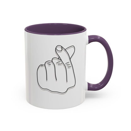 K-Pop Accent Mug - Love Gesture Design (11oz, 15oz), Korean Pop Coffee Cup, K-Pop Lover Gift, Cute Drinkware, Unique Mug