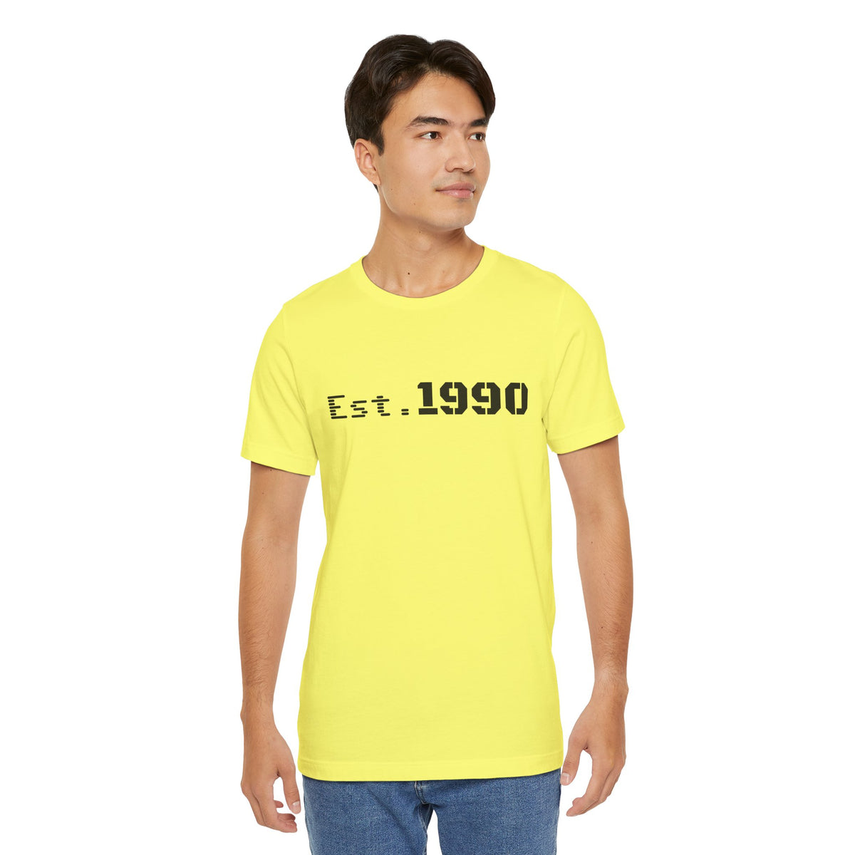 Vintage Est. 1990 T-Shirt by Printify featuring a classic design celebrating the birth year with stylish typography.