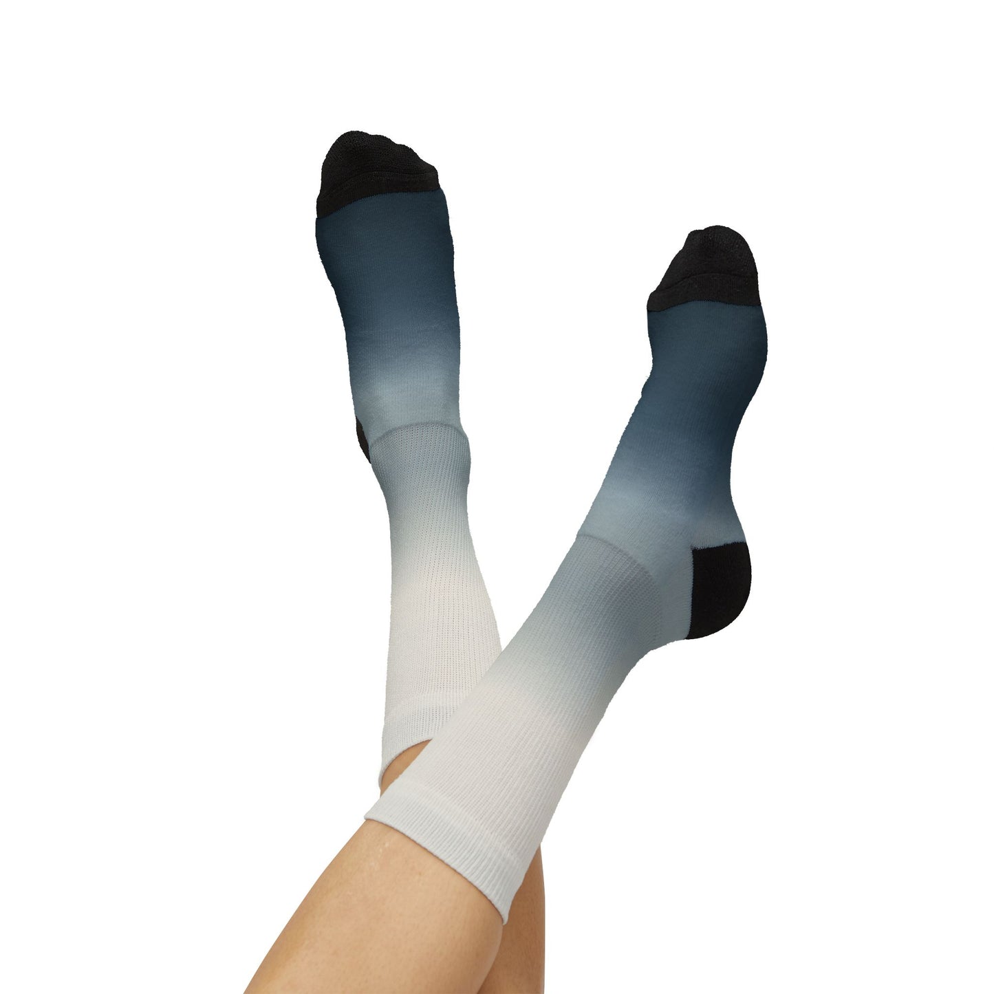 Blue Gray Ombre Sublimation Socks | Gradient Crew Socks