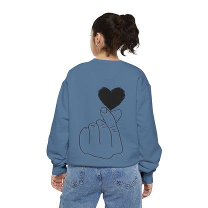 Unisex Garment-Dyed Sweatshirt with Heart Design - Cozy & Stylish