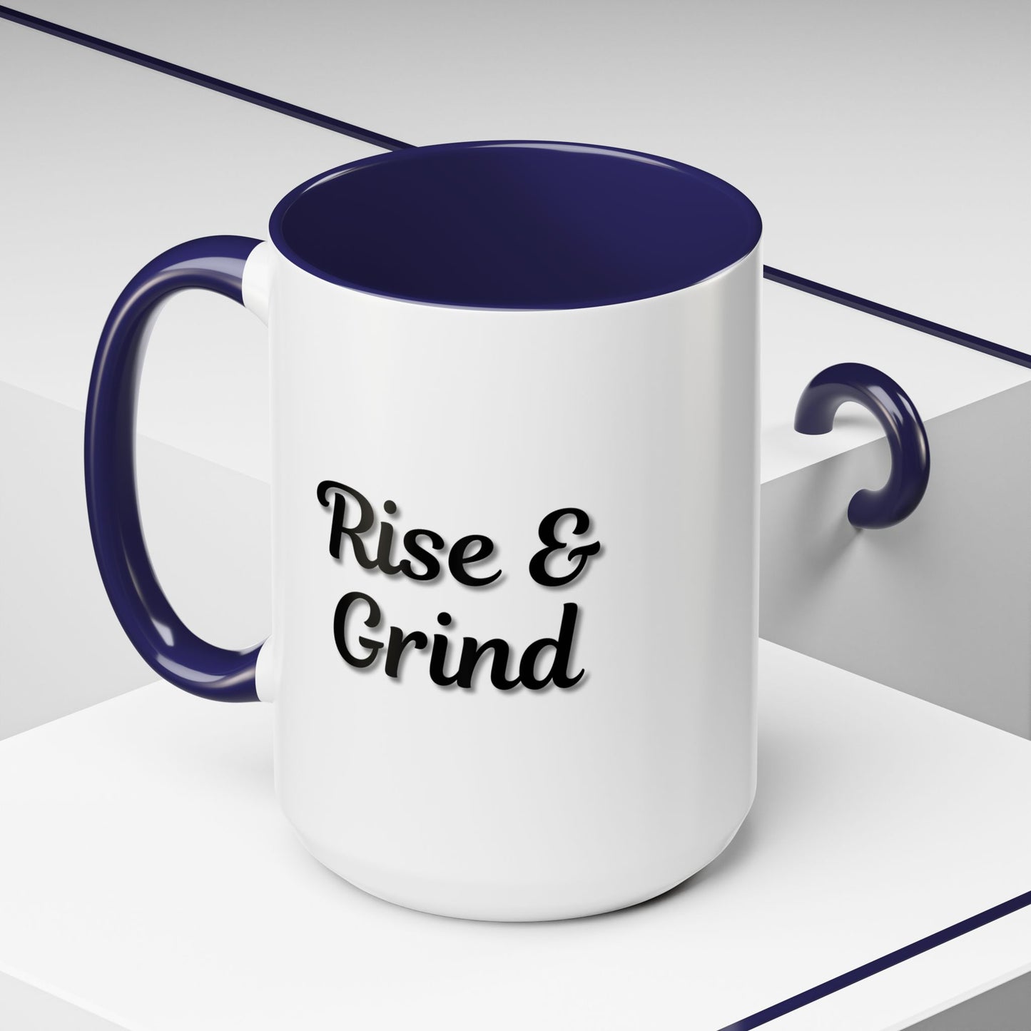 Rise & Grind Coffee Mug – Motivational Black Accent Mug for Daily Inspiration - TRV