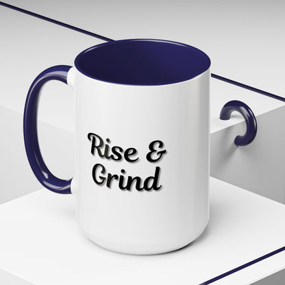 Rise & Grind Coffee Mug – Motivational Black Accent Mug for Daily Inspiration - TRV