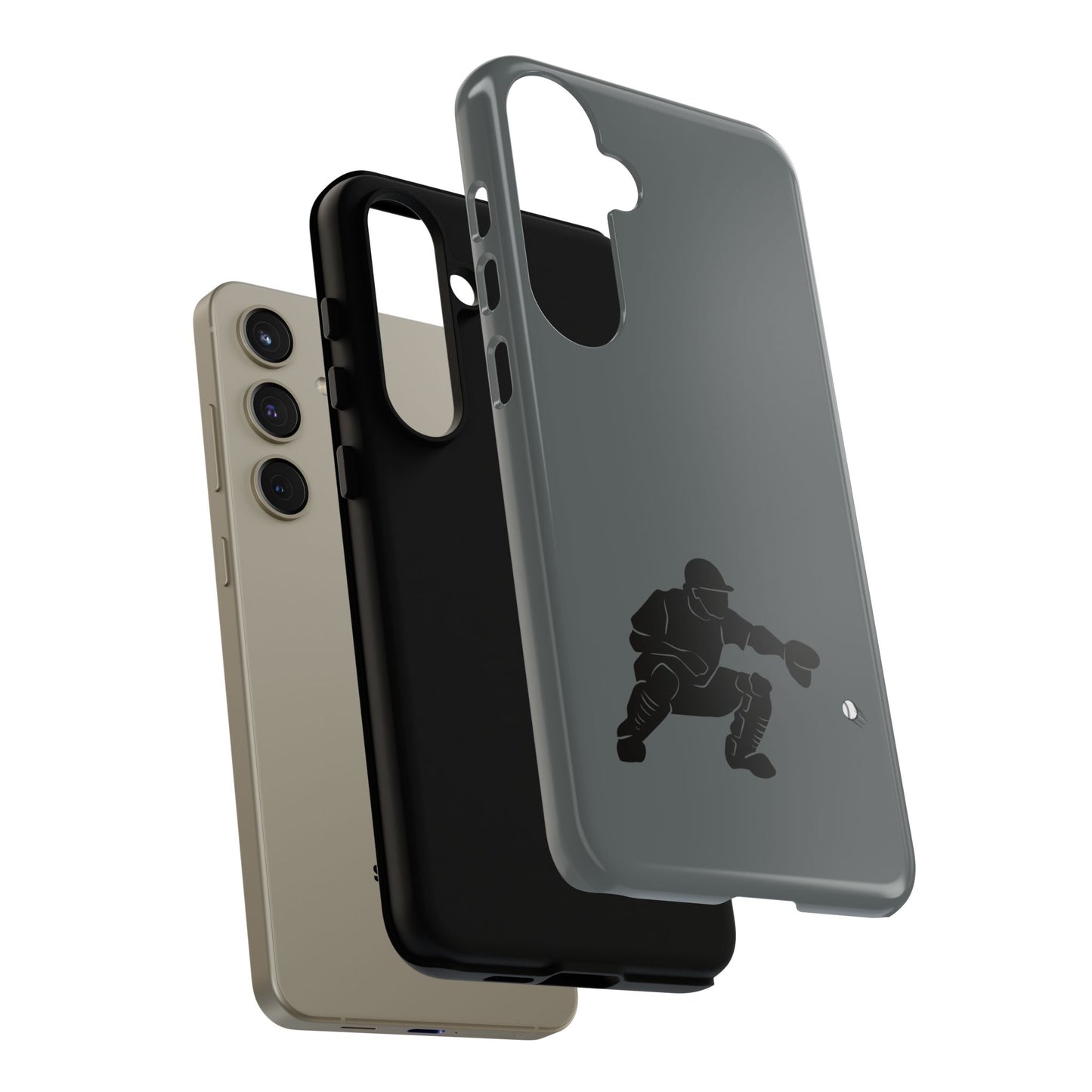 Printify baseball catcher phone case, tough protective cover for smartphones with baseball-themed design.