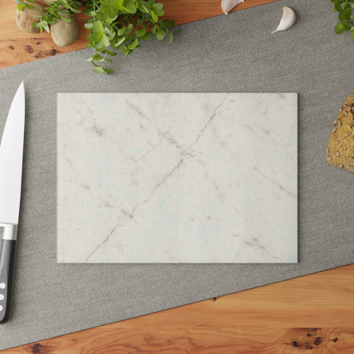 Marble-Print Glass Cutting Board — Elegant Kitchen Prep Surface