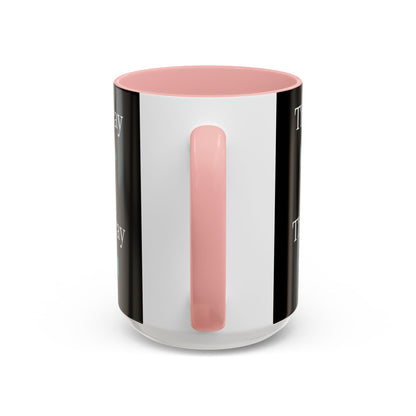 Ceramic coffee mug with "This Way or That Way" arrow design in 11oz or 15oz size, featuring a white background and colorful arrows.