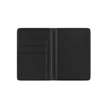 Leather passport cover with monogram initials, stylish travel accessory, designed for secure and elegant passport protection.