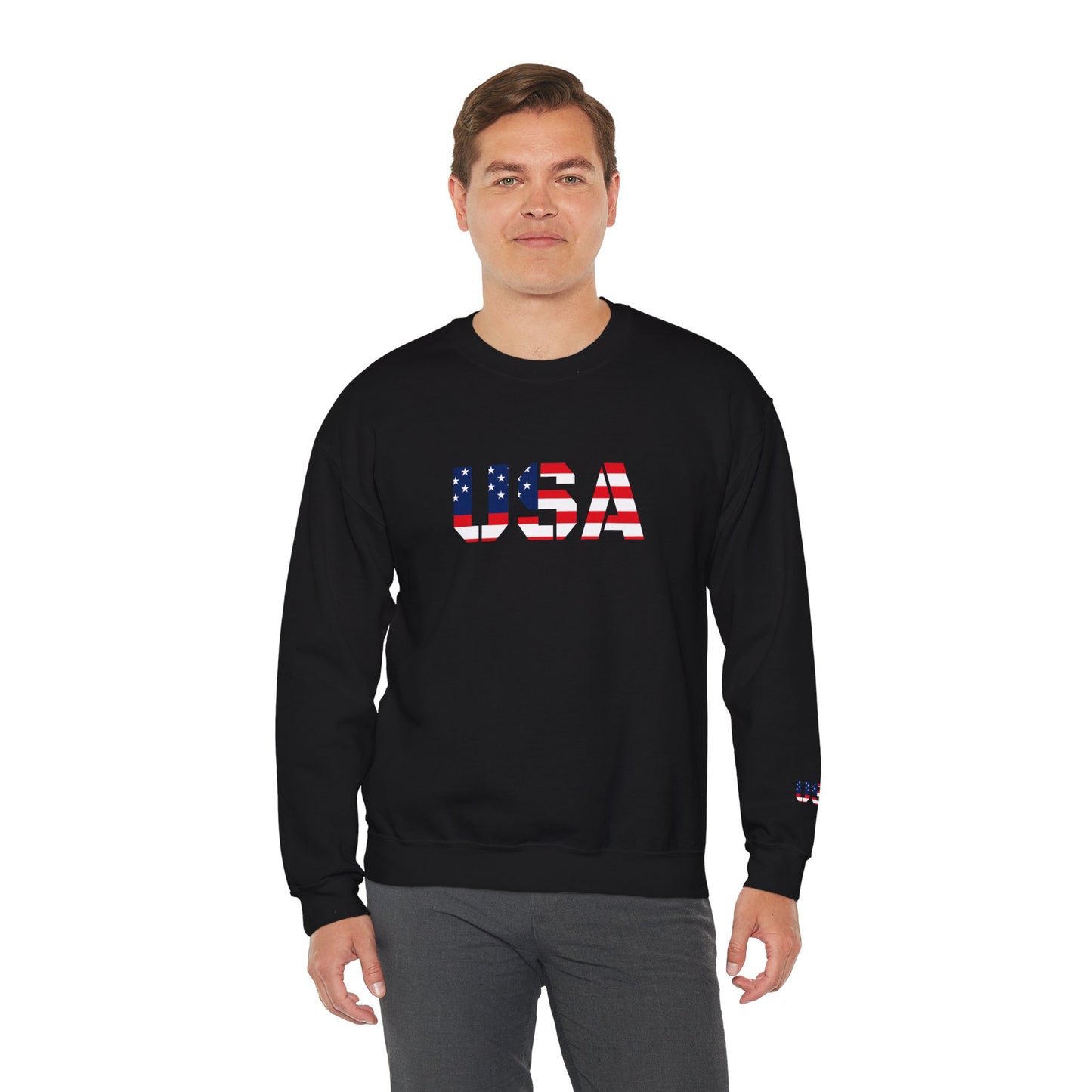 USA Flag Unisex Crewneck Sweatshirt, Cozy Apparel, Casual Wear, Independence Day Gift, Americana Style