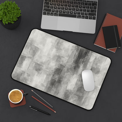 Abstract gray brushstroke desk mat from Printify, modern neutral desk pad with artistic design and soft surface for workspace.