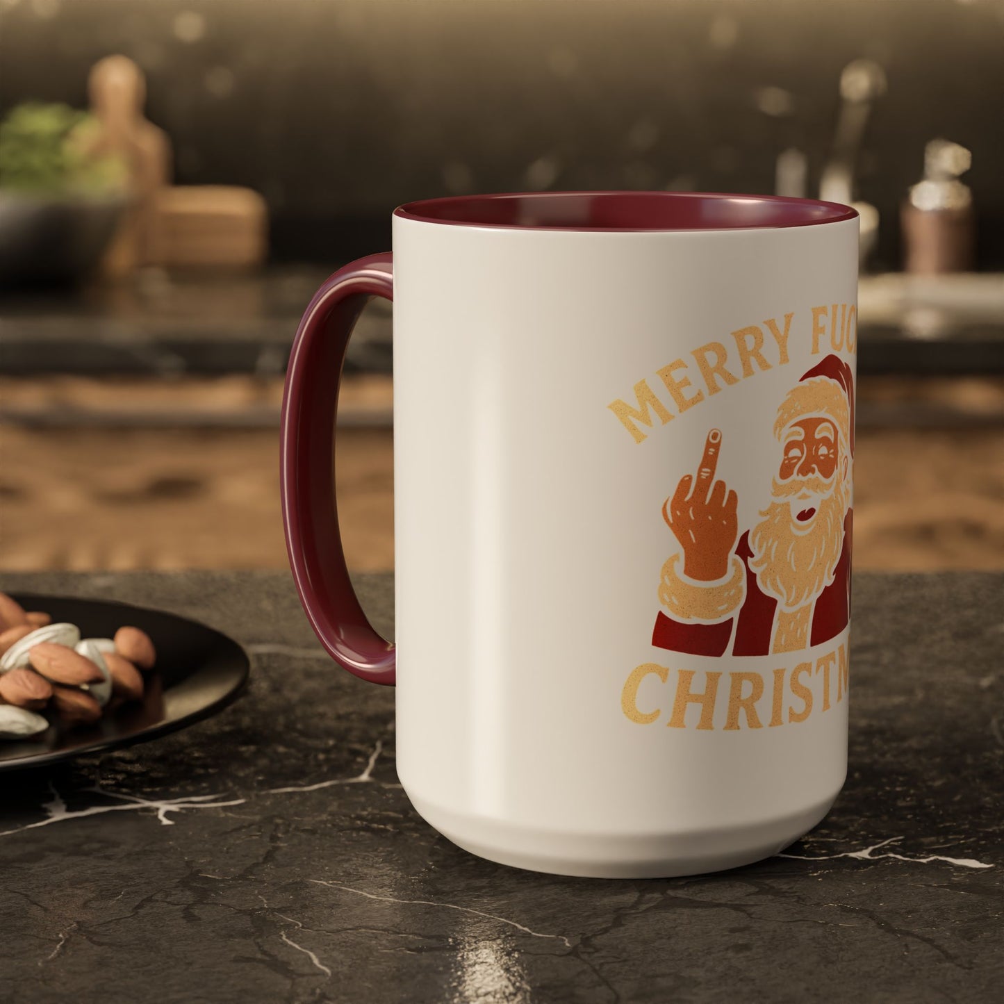 Merry Fucking Christmas Mug — Funny Santa Middle Finger Coffee Cup (11oz & 15oz)
