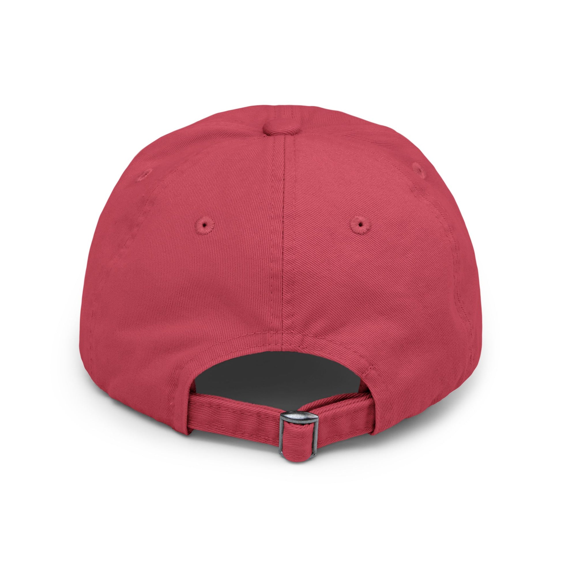 Distressed baseball cap with silhouette batter design, casual hats from Printify featuring a worn, vintage style.