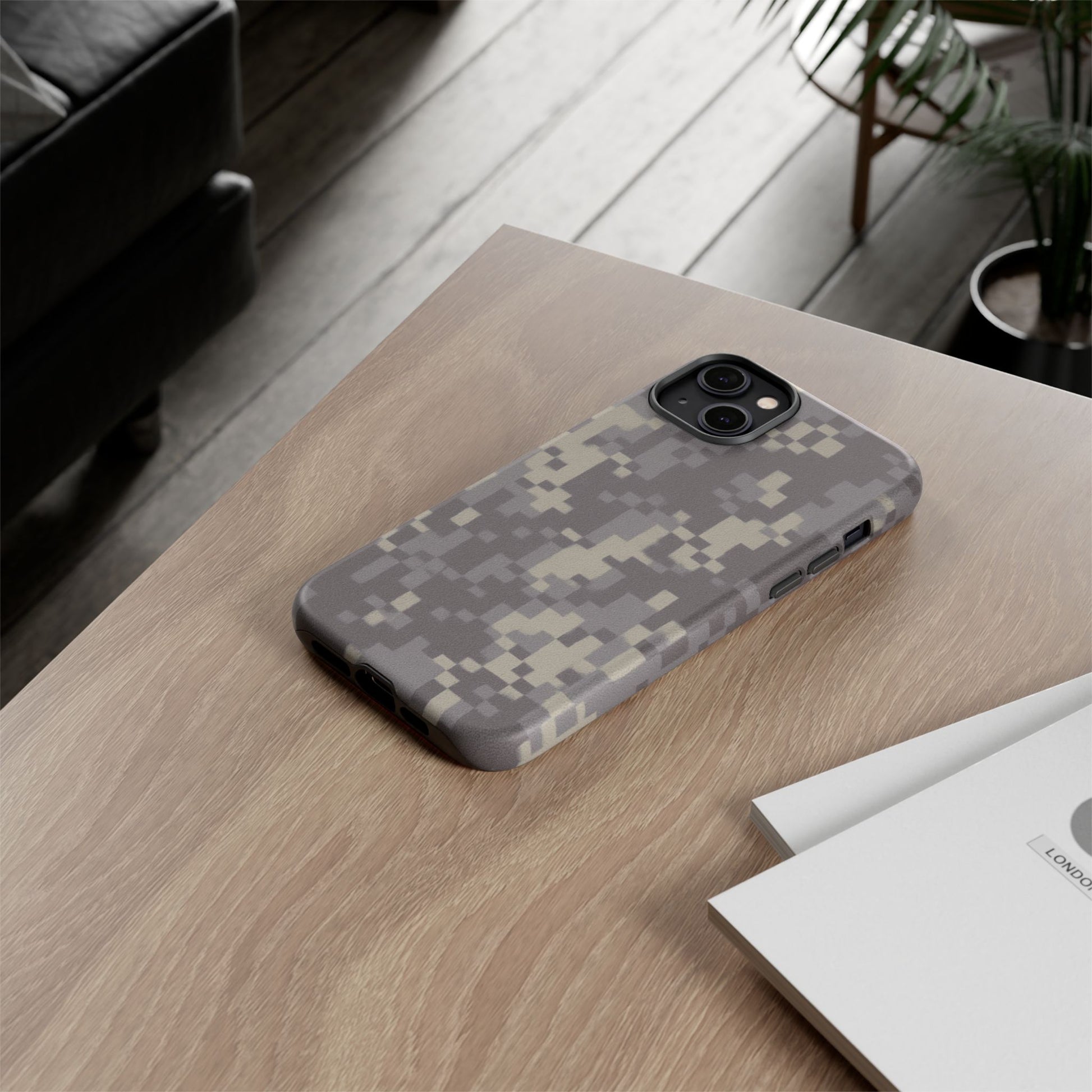 Rugged digital camouflage Printify phone case with tough protective cover for smartphones, featuring a durable camo design.