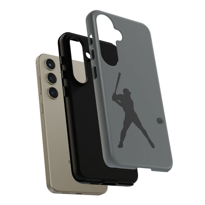 Black baseball silhouette tough phone case for iPhone, featuring sporty protective design by Printify.