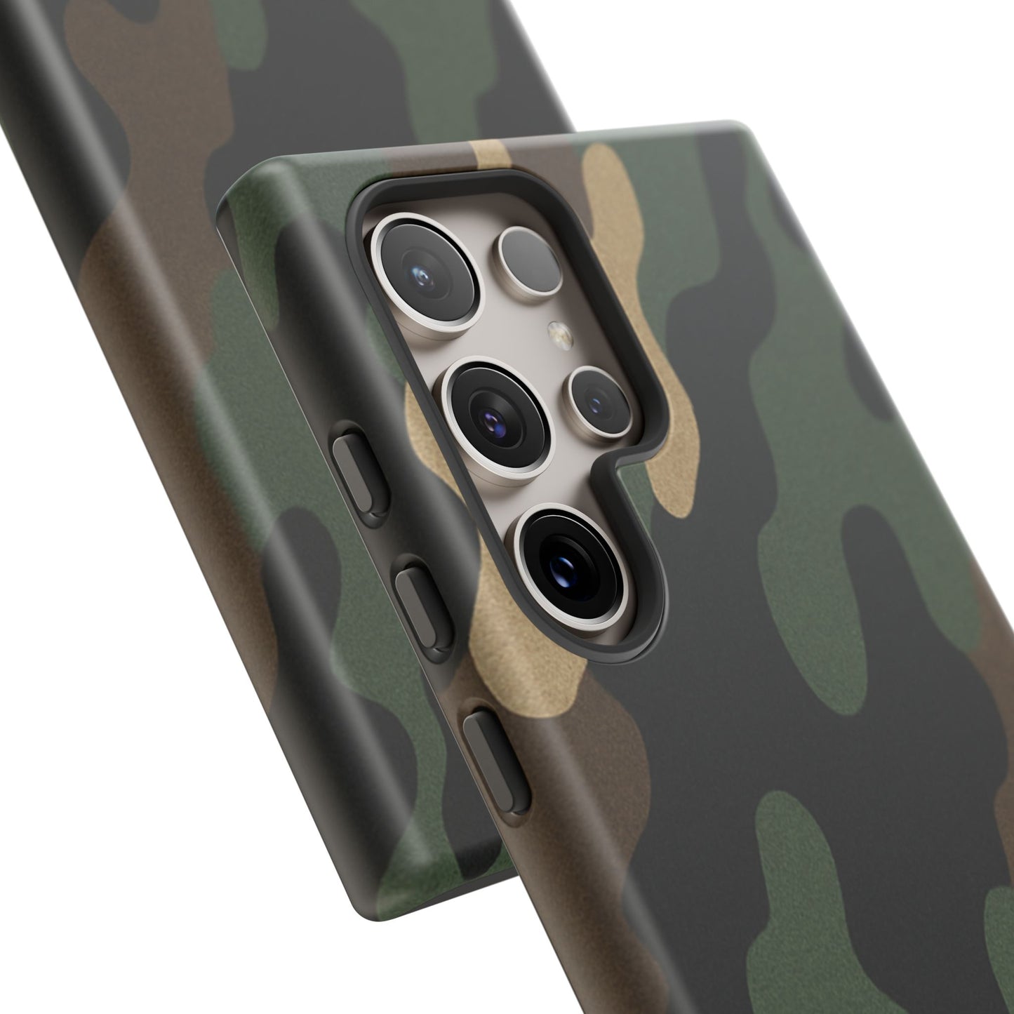 Rugged military green camo tough phone case from Printify offering durable protection for smartphones.