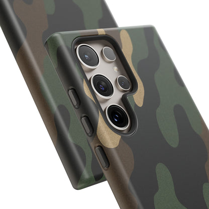 Rugged military green camo tough phone case from Printify offering durable protection for smartphones.