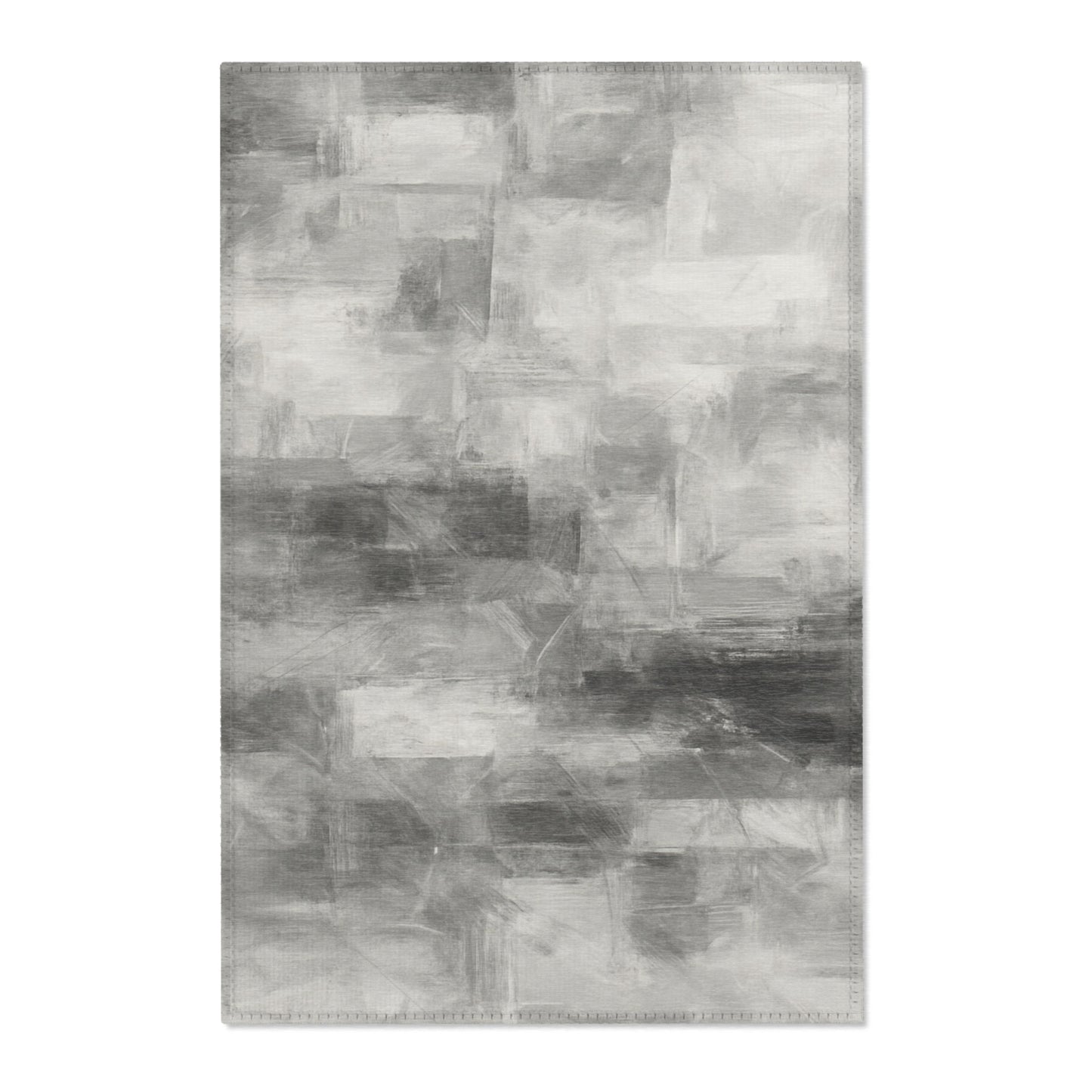 Abstract gray watercolor area rug by Printify, modern neutral design, perfect for living room decor