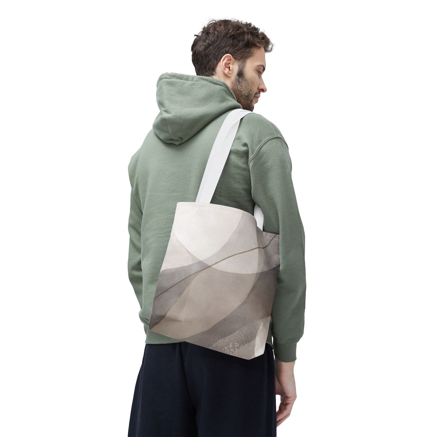 Neutral Abstract Watercolor Waves Tote Bag | All-Over Print