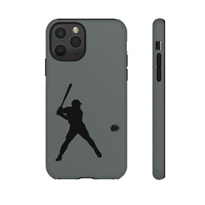 Black baseball silhouette tough phone case for iPhone, sporty protective cover with graphic design from Printify.
