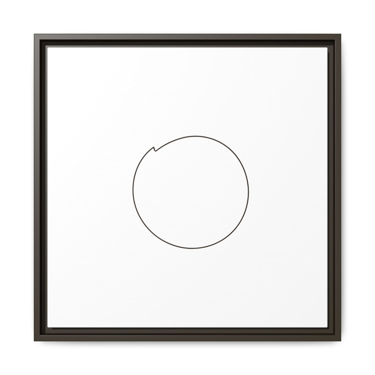 Framed matte canvas wall art featuring a minimal circular line design in black and white, by Printify.