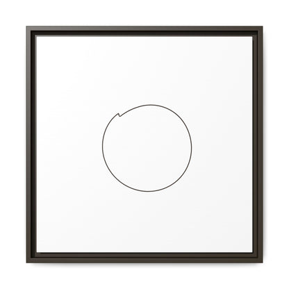 Framed matte canvas wall art featuring a minimal circular line design in black and white, by Printify.