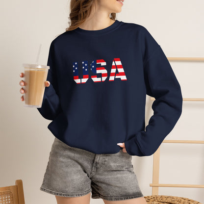 USA Flag Unisex Crewneck Sweatshirt, Cozy Apparel, Casual Wear, Independence Day Gift, Americana Style