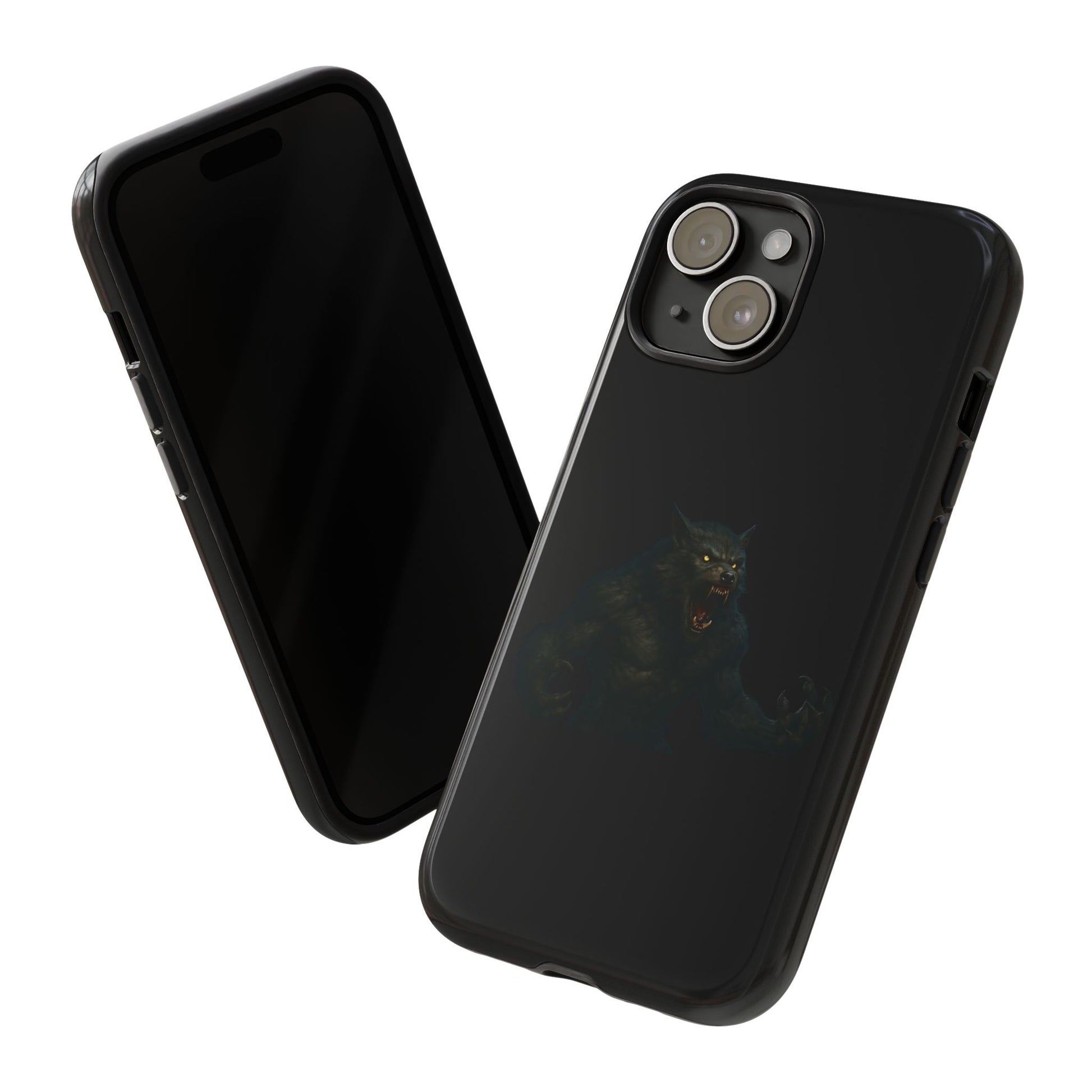Dark monster graphic werewolf phone case by Printify, tough protective cover for smartphones with a fierce, detailed design.