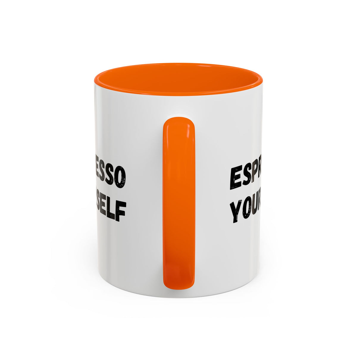 Espresso Yourself Accent coffee mug by Printify featuring humorous text, 11 oz ceramic mug for coffee lovers.
