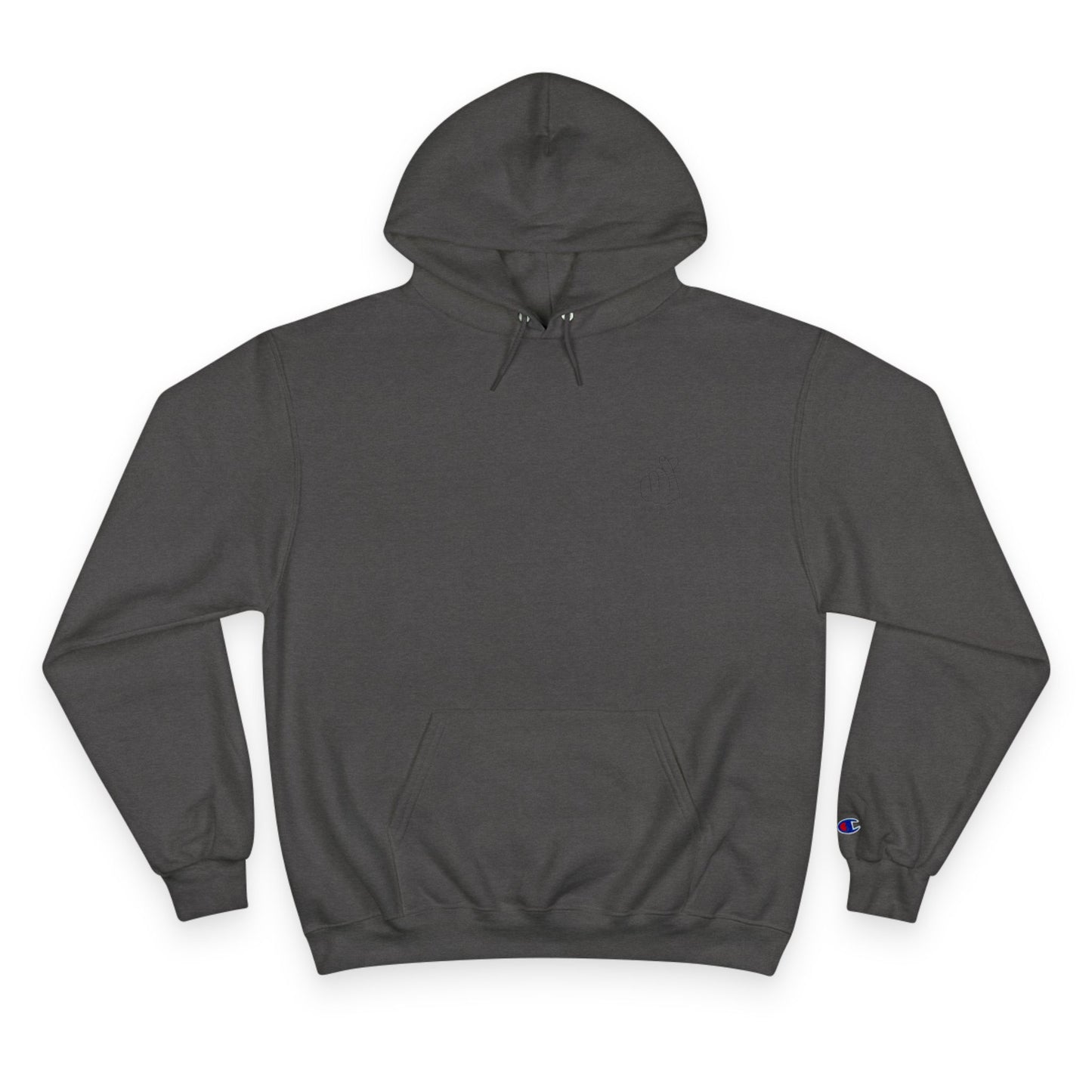 Minimalist Champion Hoodie with Hand Gesture Design