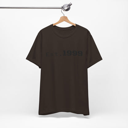 Vintage minimalist "Est. 1999" T-shirt by Printify featuring simple typography on a classic cotton tee.