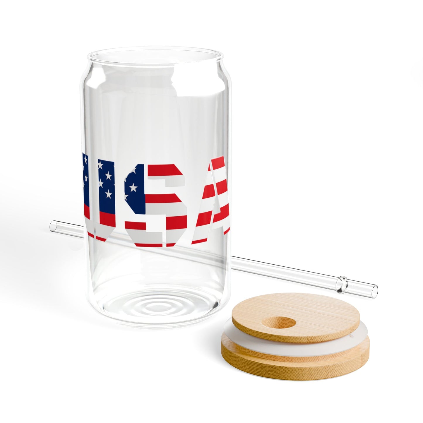 Patriotic USA Sipper Glass, 16oz — American Flag Straw Tumbler