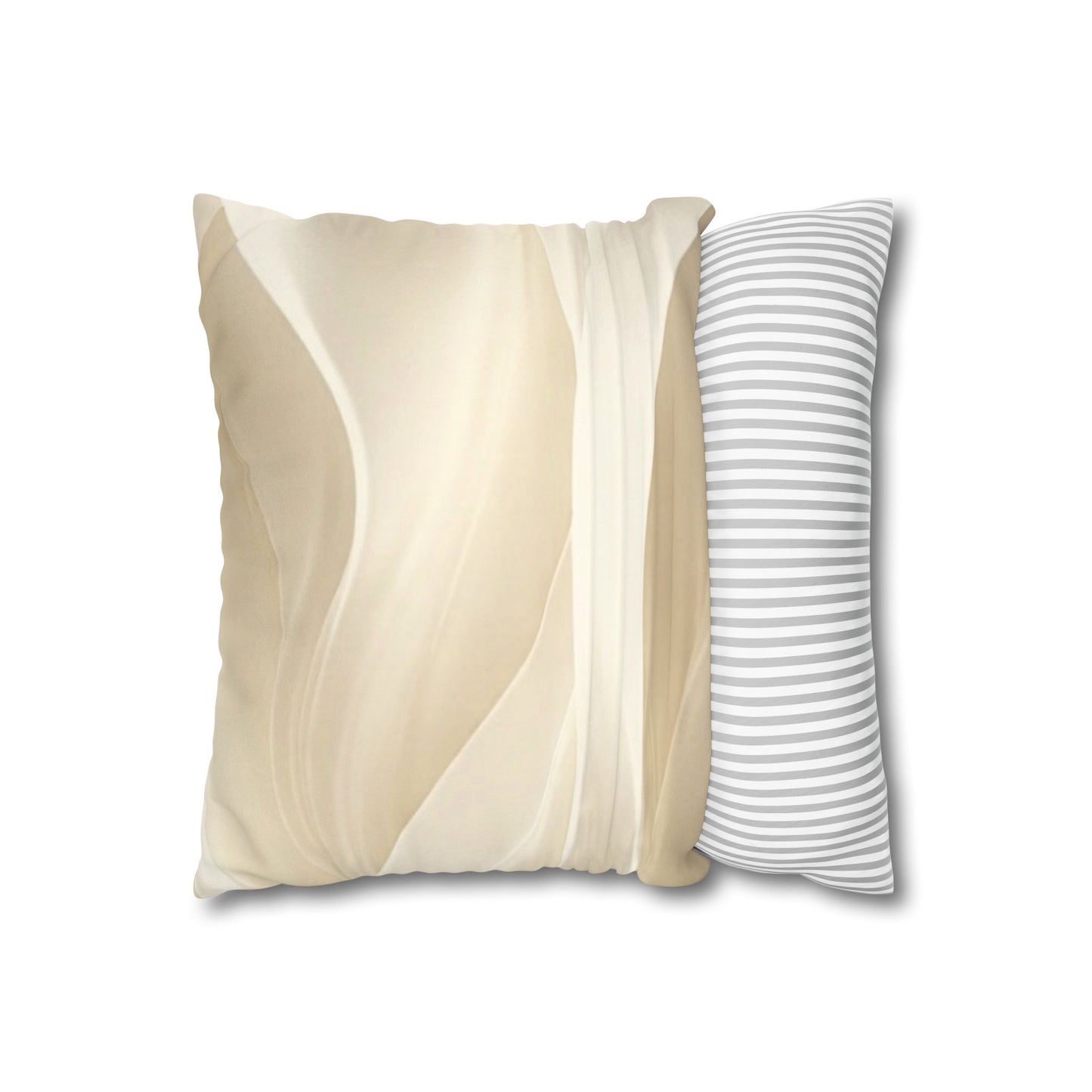 Beige Abstract Wave Pillowcase | Faux Suede Square Pillow Cover
