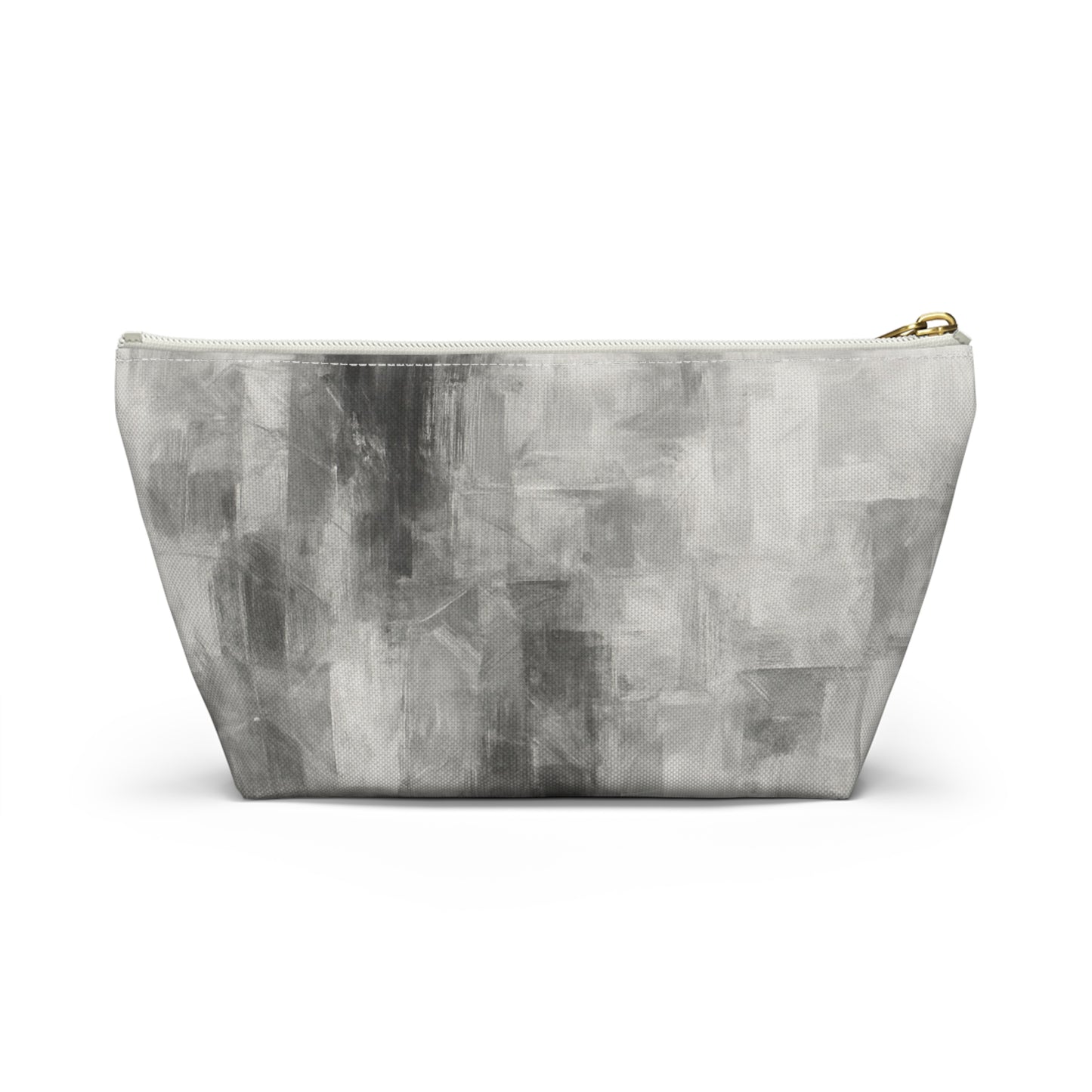 Gray abstract brushstroke accessory pouch from Printify featuring a stylish, artistic design, perfect for storing small essentials.